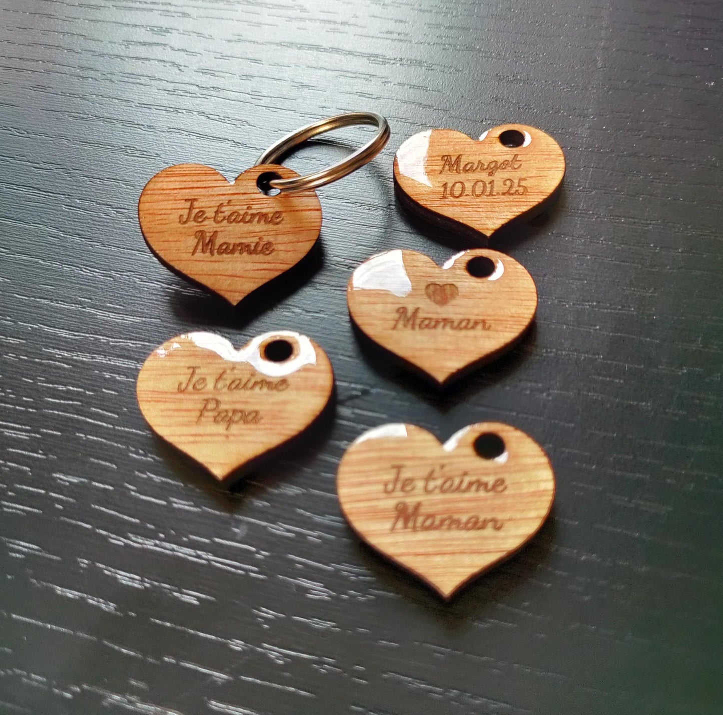 Porte-clés cœur en bois