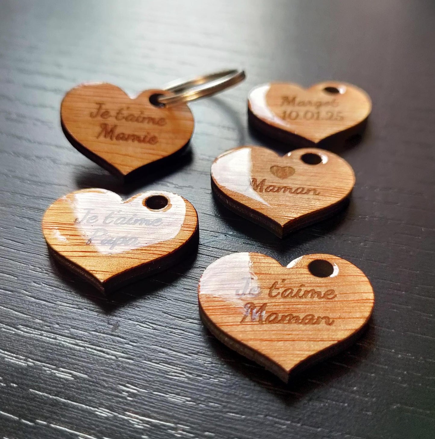 Porte-clés cœur en bois