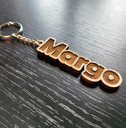 Porte-clés en bois avec prénom