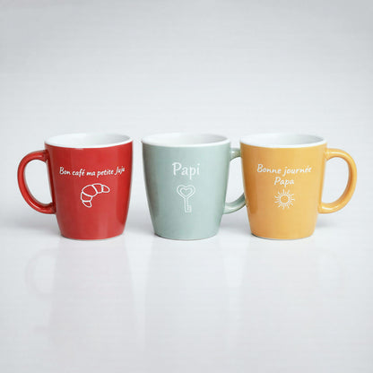 Tasse mug 180ml personnalisée en céramique 3 couleurs
