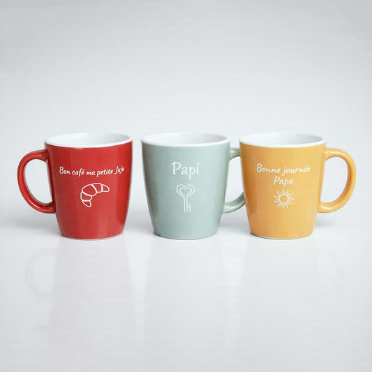 Tasse mug 180ml personnalisée en céramique 3 couleurs