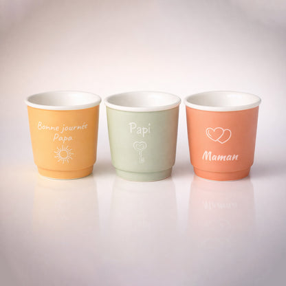 Tasse espresso 90ml personnalisée en céramique 3 couleurs