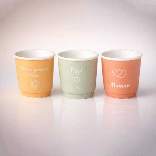 Tasse espresso 90ml personnalisée en céramique 3 couleurs