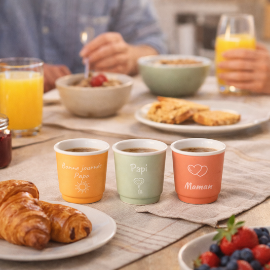 Tasse espresso 90ml personnalisée en céramique 3 couleurs
