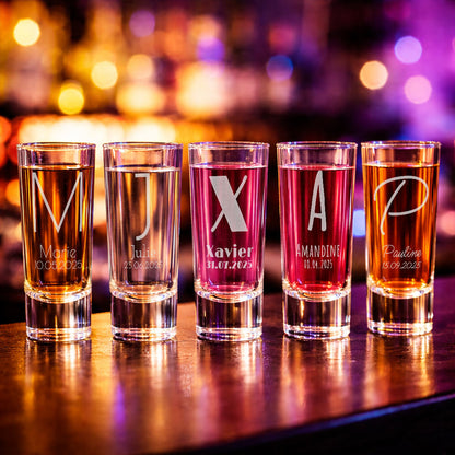 Verre shooter personnalisé 6 cl - Initiales, prénom et date