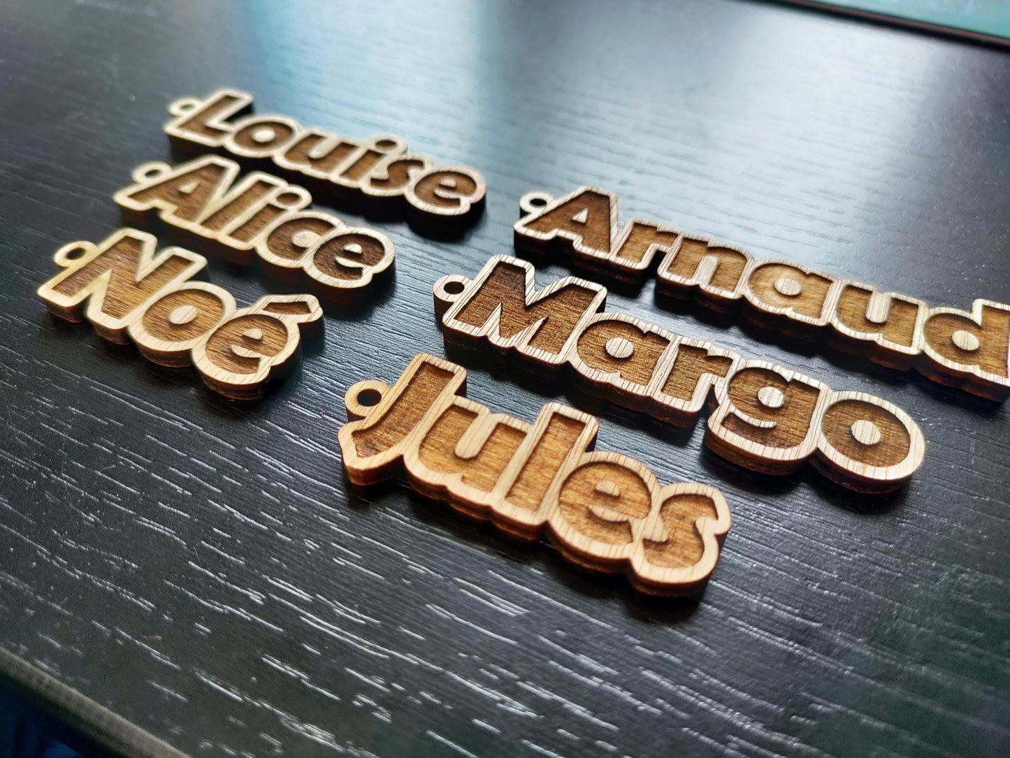 Porte-clés en bois avec prénom