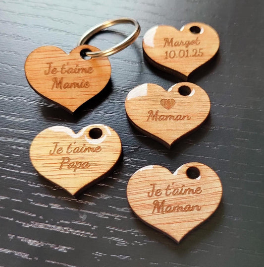 Porte-clés cœur en bois