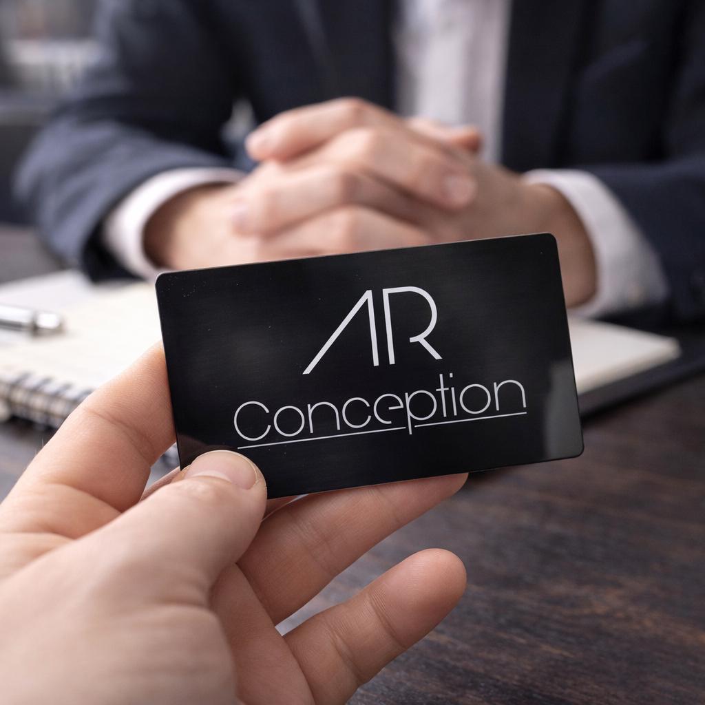 Carte de visite en métal noir