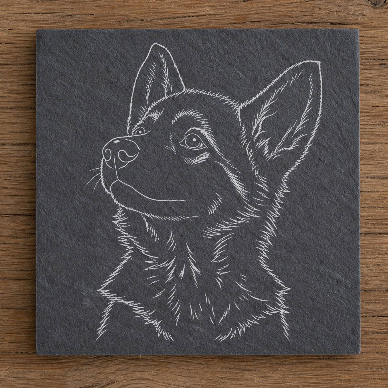 Dessous de verre en ardoise gravés - Portrait de votre animal