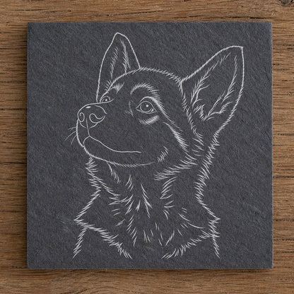 Dessous de verre en ardoise gravés - Portrait de votre animal