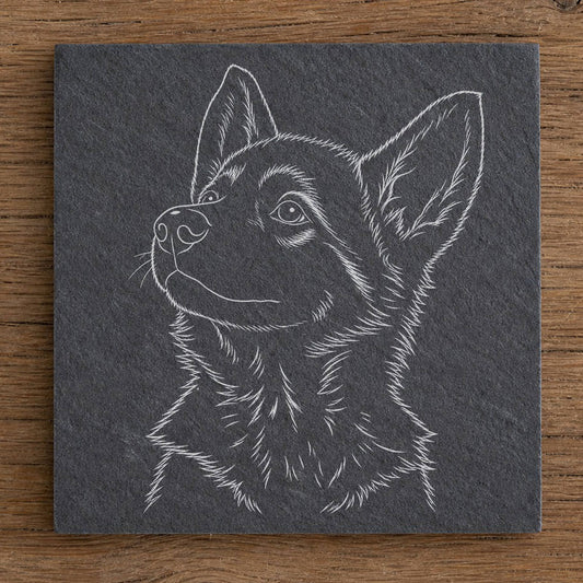 Dessous de verre en ardoise gravés - Portrait de votre animal