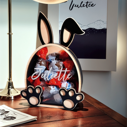 Boîte de Pâques en bois - Lapin pour chocolats