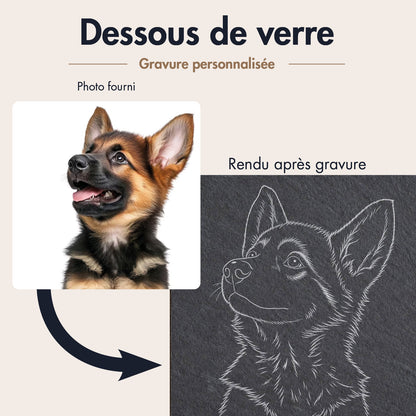 Dessous de verre en ardoise gravés - Portrait de votre animal