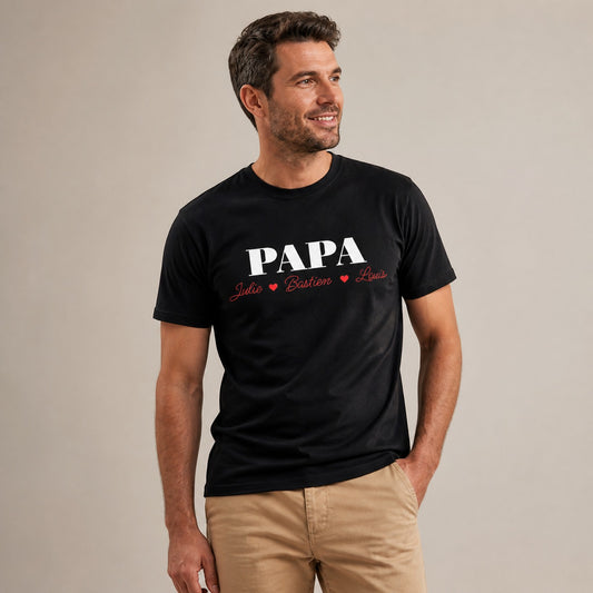 T-shirt Papa personnalisé avec le prénom des enfants