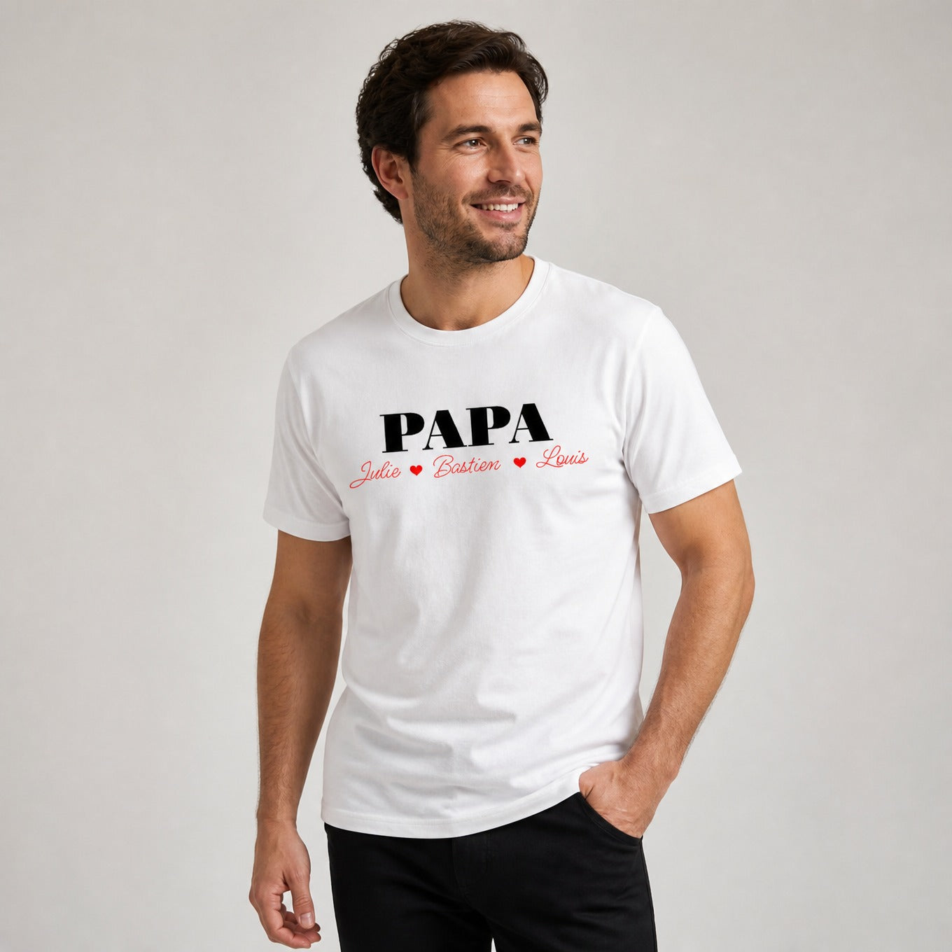 T-shirt Papa personnalisé avec le prénom des enfants