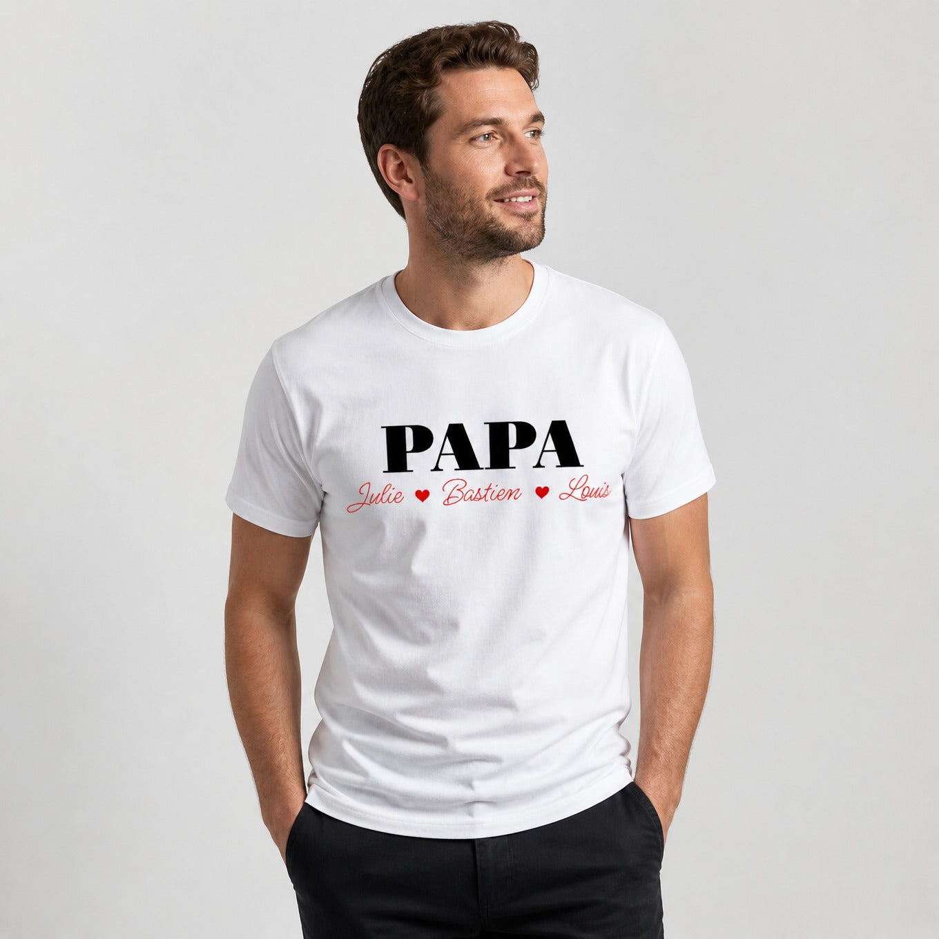 T-shirt Papa personnalisé avec le prénom des enfants