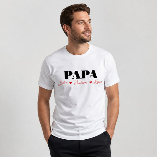 T-shirt Papa personnalisé avec le prénom des enfants