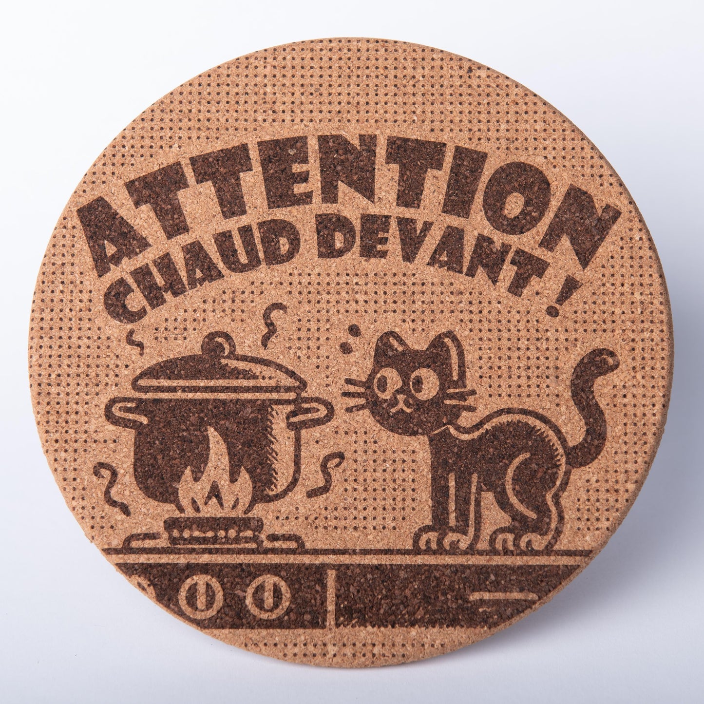 Dessous de plat en liège gravé - Rond 19 cm