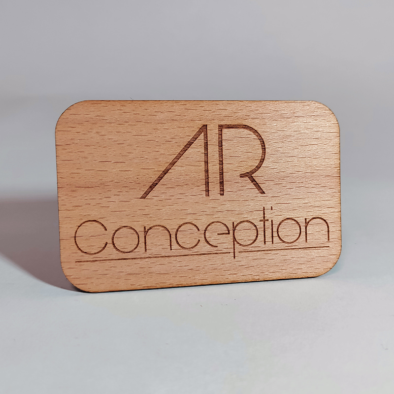 Recto Carte de visite NFC en bois AR Conception