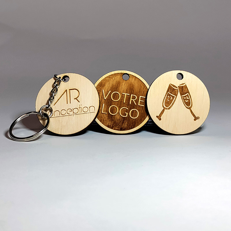 Porte clé en bois personnalisé avec votre logo