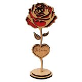 Rose en bois avec gravure de texte personnalisé