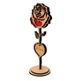 Rose en bois avec gravure de texte personnalisé