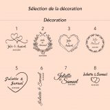 Exemples de décoration pour la personnalisation d’un verre à champagne gravé.