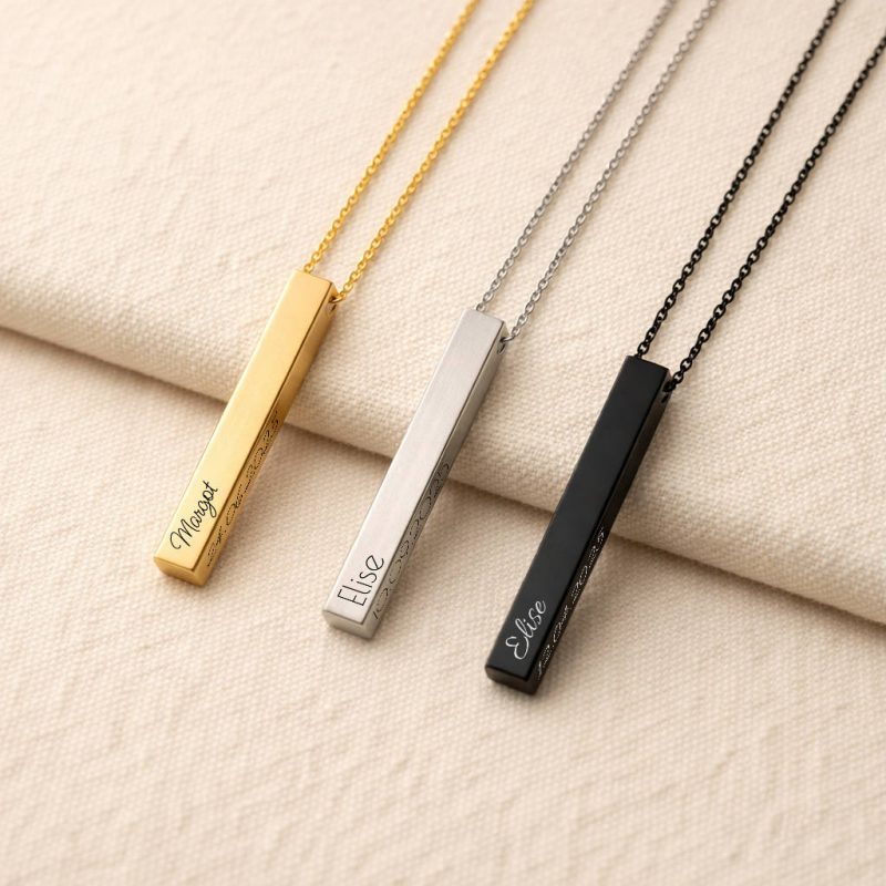 Collier femme personnalisé gravure 4 faces